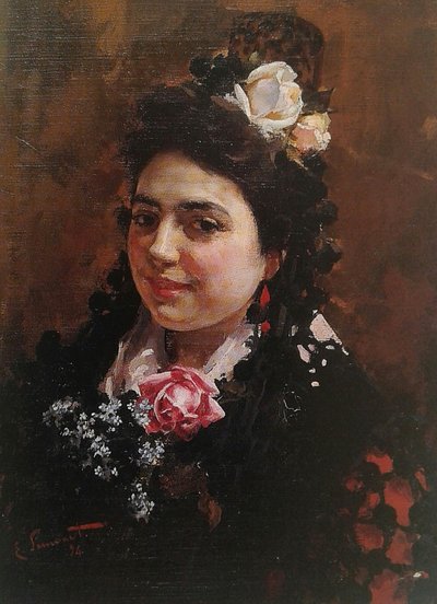 Portrait of Asuncion Castro, Wife of the Painter by Enrique Simonet